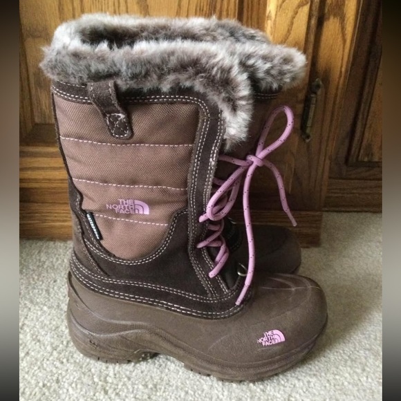 The North Face waterproof girls winter boots brown size 1.0 US - Picture 1 of 9
